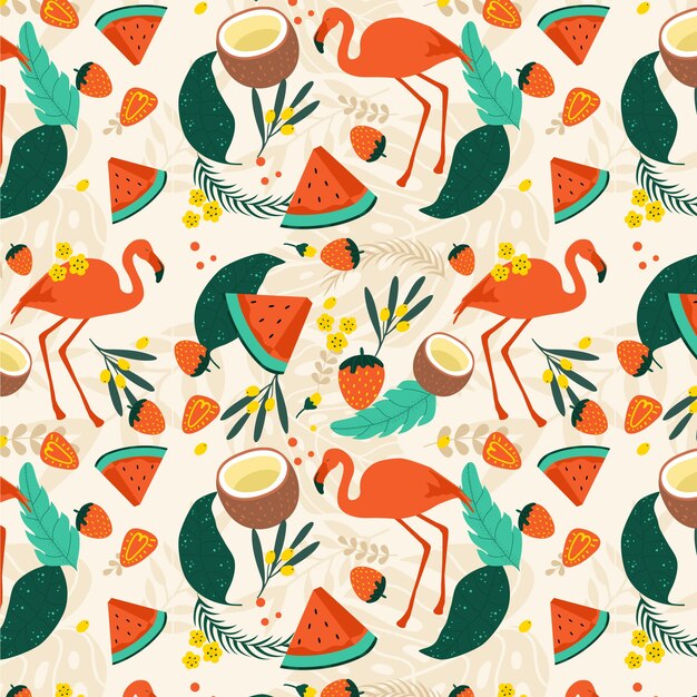 Summer flat seamless pattern