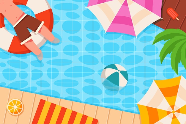 Summer flat tropical background