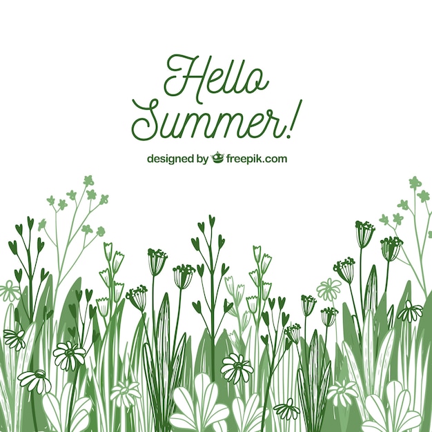 Free vector summer flowers background in hand drawn style