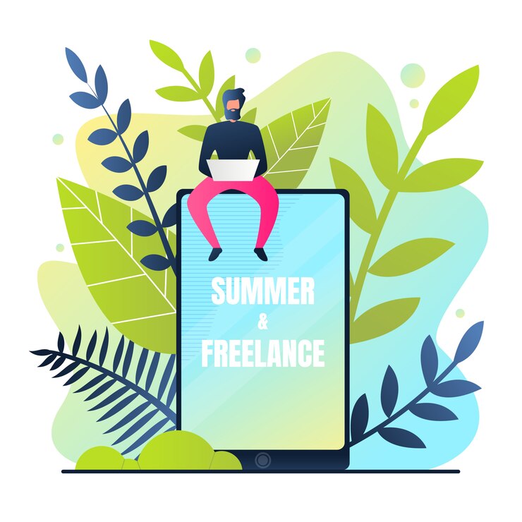 Free Vector summer and freelance banner