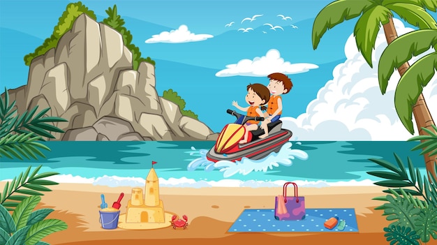 Free vector summer fun at the tropical beach