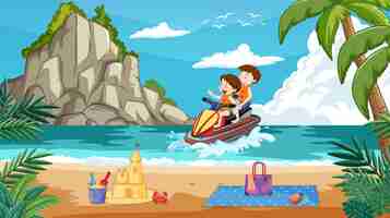 Free vector summer fun at the tropical beach