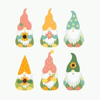 Free vector summer gnomes set