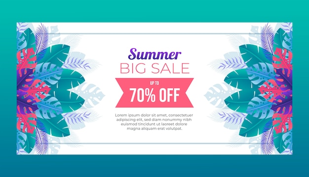 Бесплатное векторное изображение Баннер летней градиентной распродажи