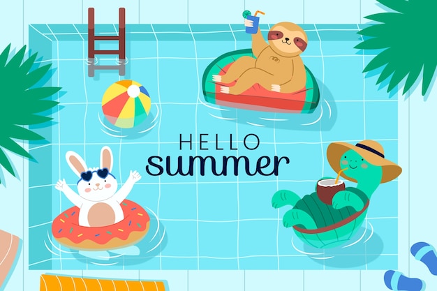 Free vector summer hand drawn flat background