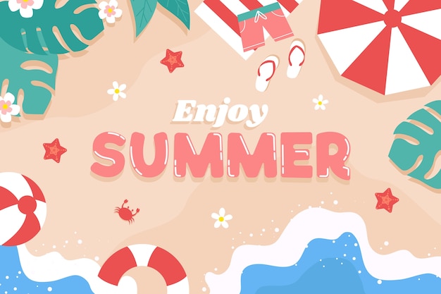 Summer hand drawn flat background