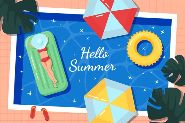 Summer hand drawn flat background