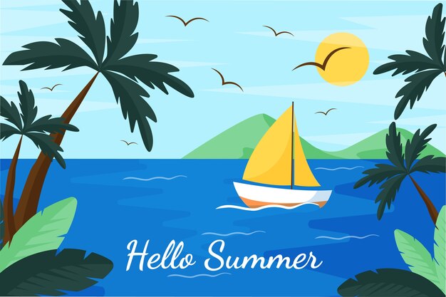 Summer hand drawn flat background