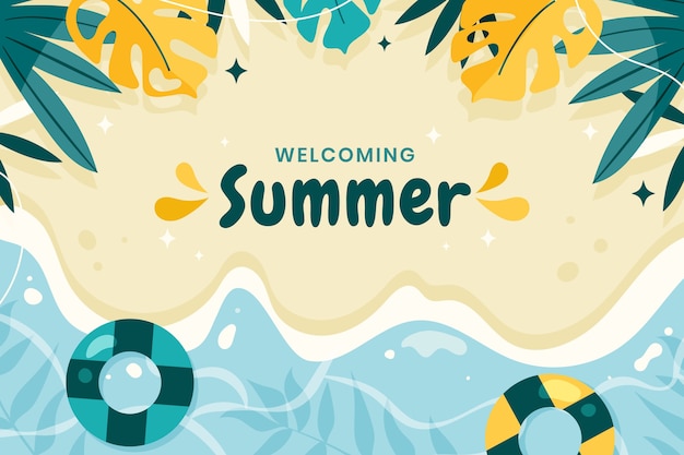 Summer hand drawn flat background