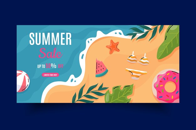 Summer hand drawn flat banner