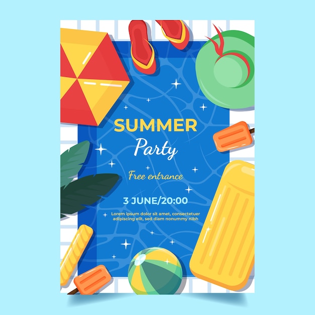 Free vector summer hand drawn flat flyer or poster