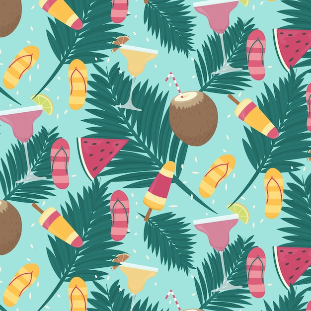 Free vector summer hand drawn flat pattern