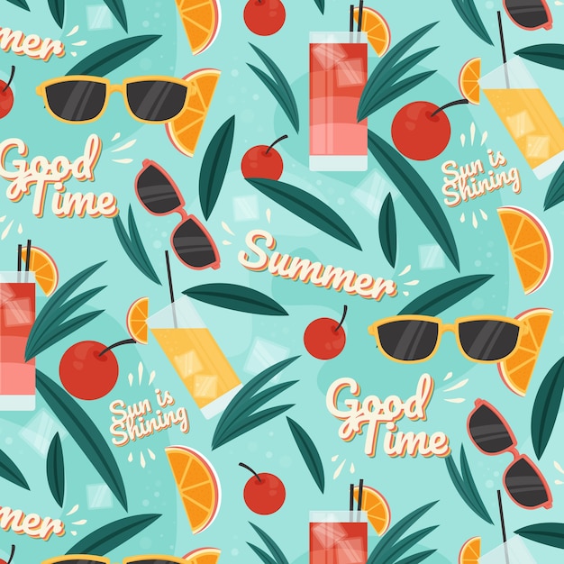 Free vector summer hand drawn flat pattern