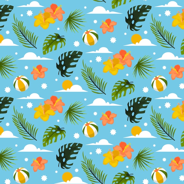 Free vector summer hand drawn flat pattern