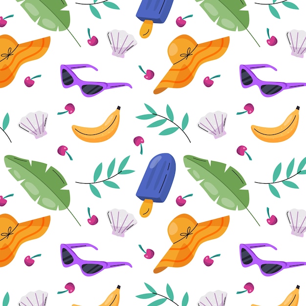 Free vector summer hand drawn flat pattern