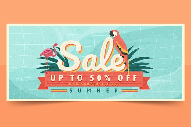 Summer hand drawn flat sale banner