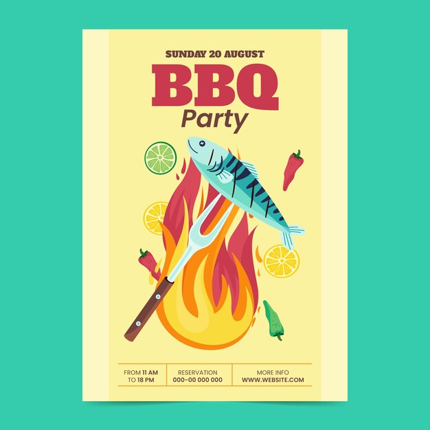 Summer hand drawn flat summer bbq poster or flyer