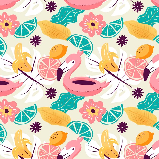 Summer hand drawn seamless pattern