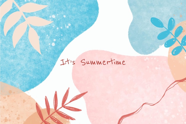 Summer hand painted style abstract leaves background design