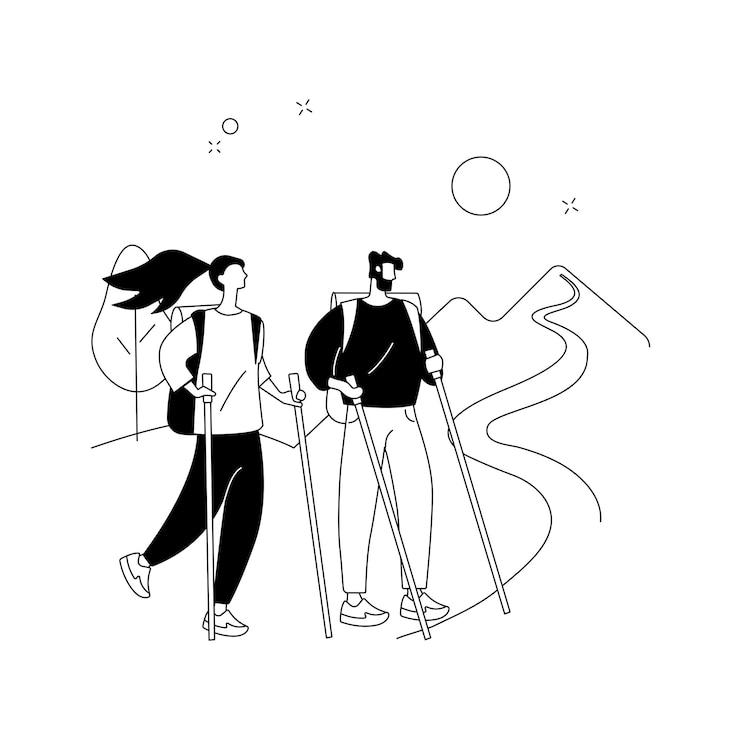 무료 Vector 여름 하이킹 추상적 인 개념 벡터 일러스트 레이 션