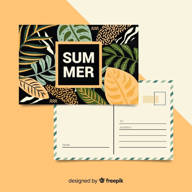 Free vector summer holiday leaves postcard