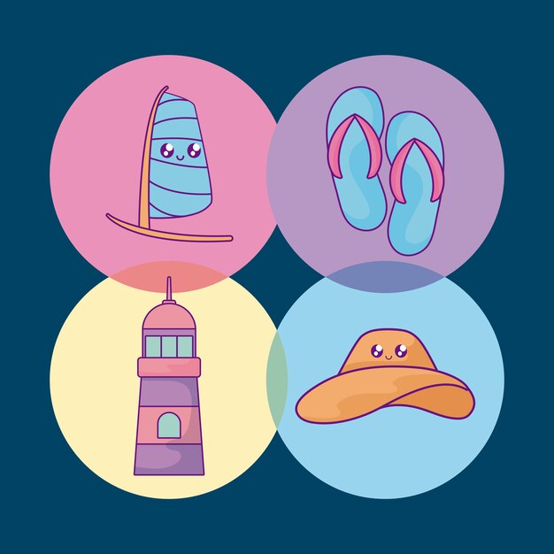 Summer holiday poster set icons