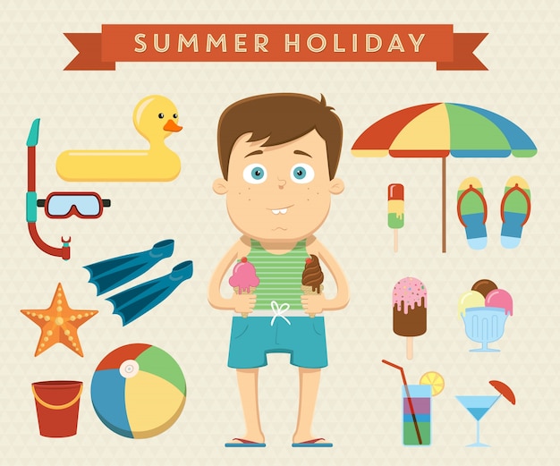 Vettore gratuito estate character design vacanza