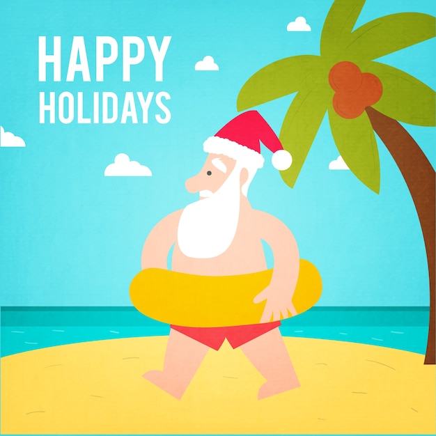 Free vector summer holidays christmas card