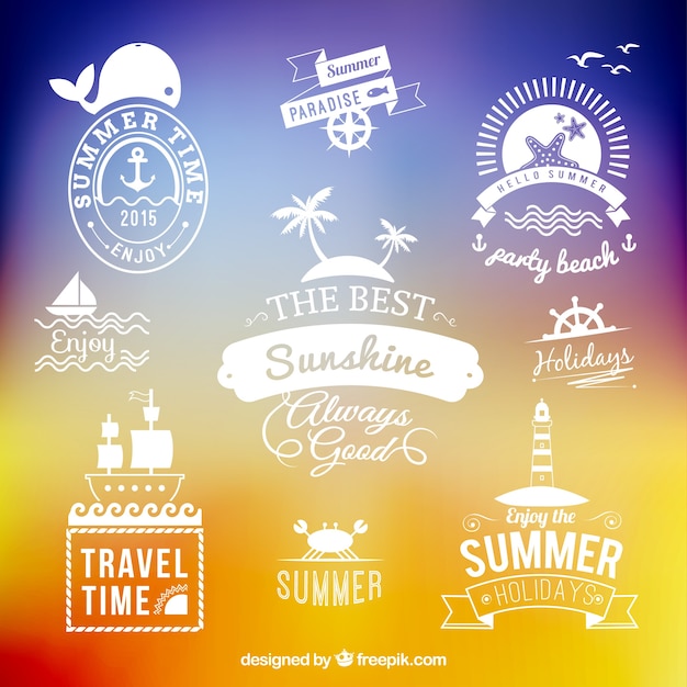 Free vector summer holidays labels