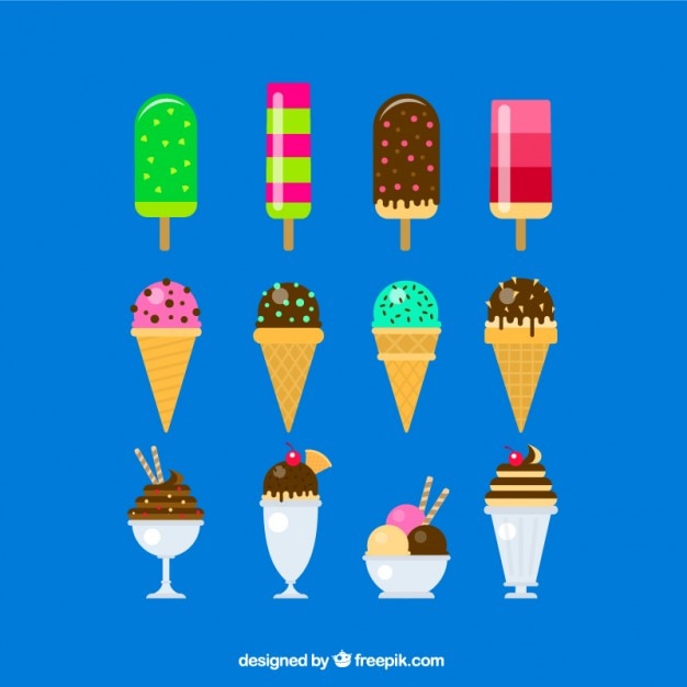 Free vector summer ice cream set