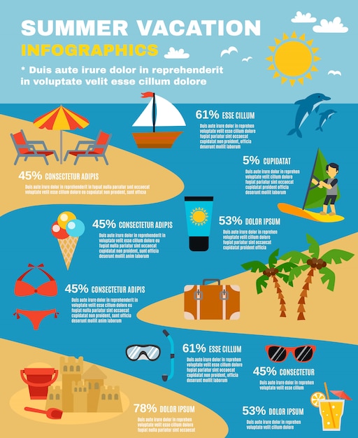 Free vector summer infographic set