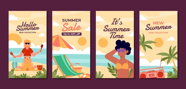 Summer instagram story template set