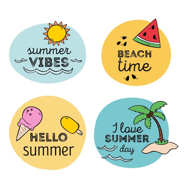 Free vector summer label collection drawing
