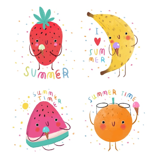 Free vector summer labels collection concept