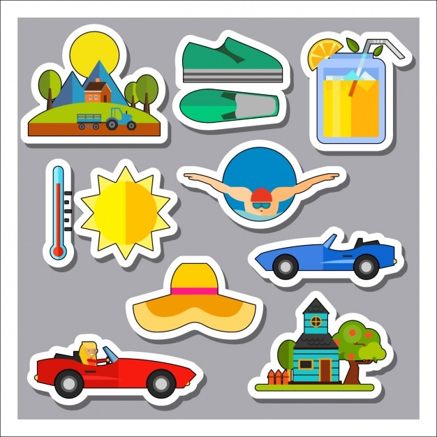 Free vector summer labels collection