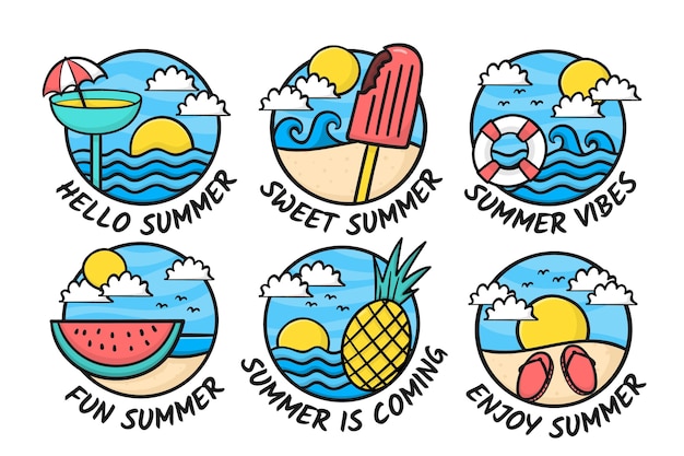 Free vector summer labels collection