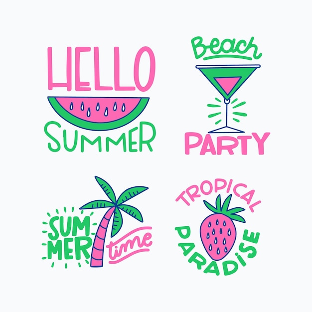 Free vector summer labels collection