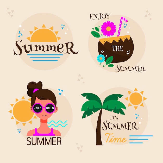 Free vector summer labels collection