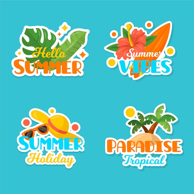 Free vector summer labels concept