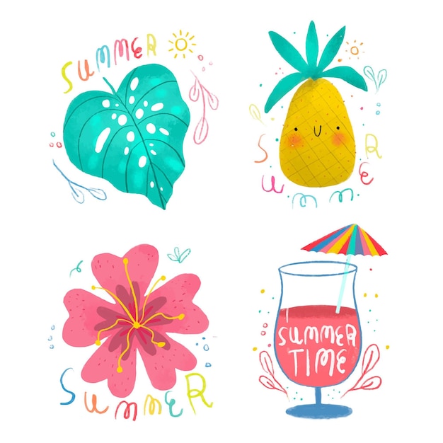 Free vector summer labels draw