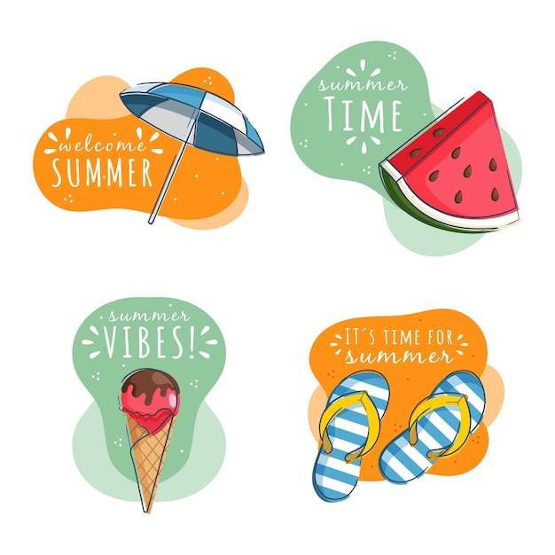 Free vector summer labels pack