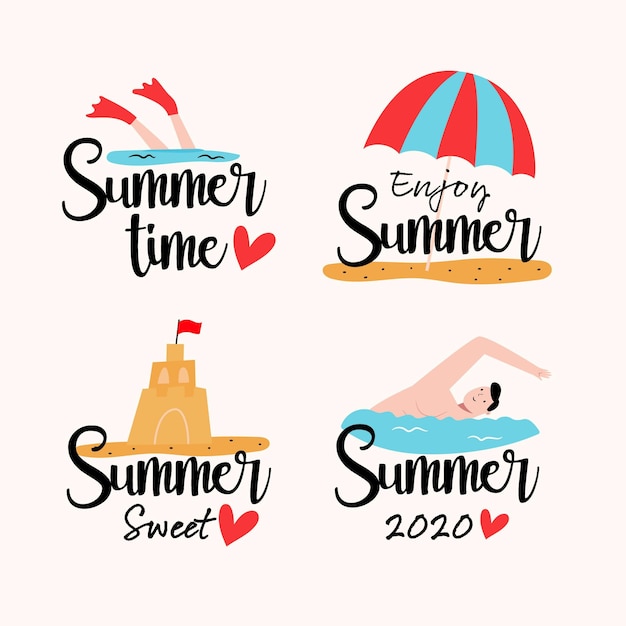 Free vector summer labels with beach and water