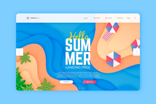 Free vector summer landing page template design