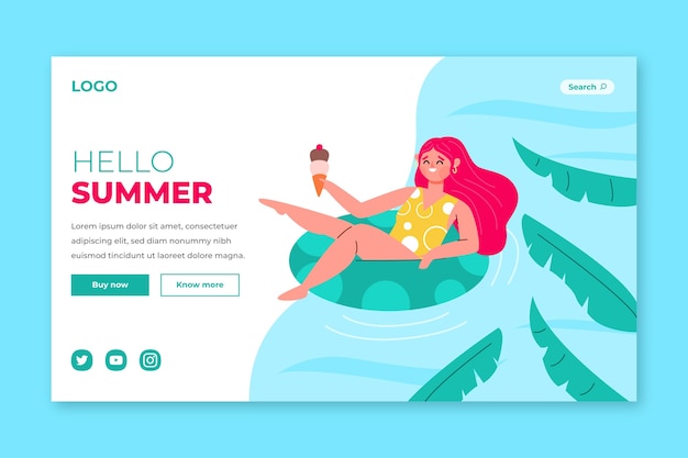 Free vector summer landing page template