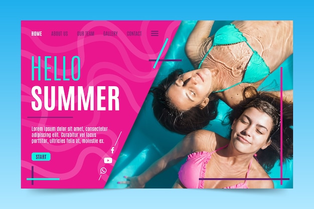 Free vector summer landing page template