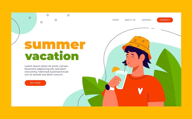 Free vector summer landing page template