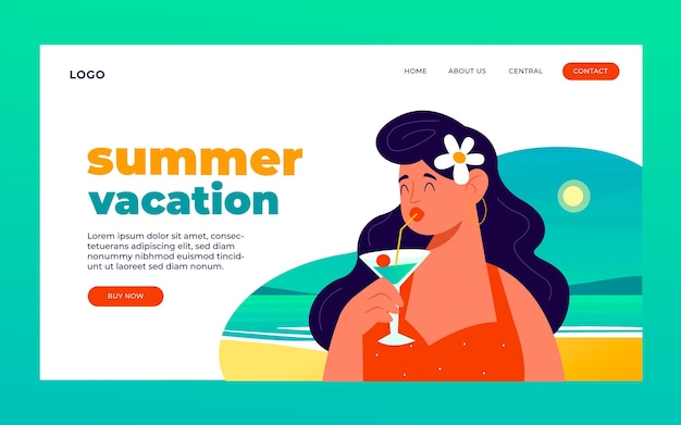 Free vector summer landing page template