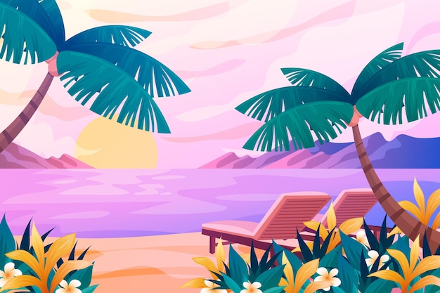 Free vector summer landscape background for zoom theme