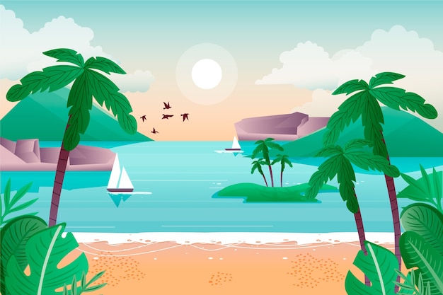 Free vector summer landscape - background for zoom