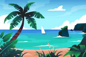 Free vector summer landscape background for zoom